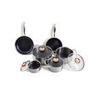 BlackSteel - Juego de 10 piezas - Acero inoxidable triplex - Plata