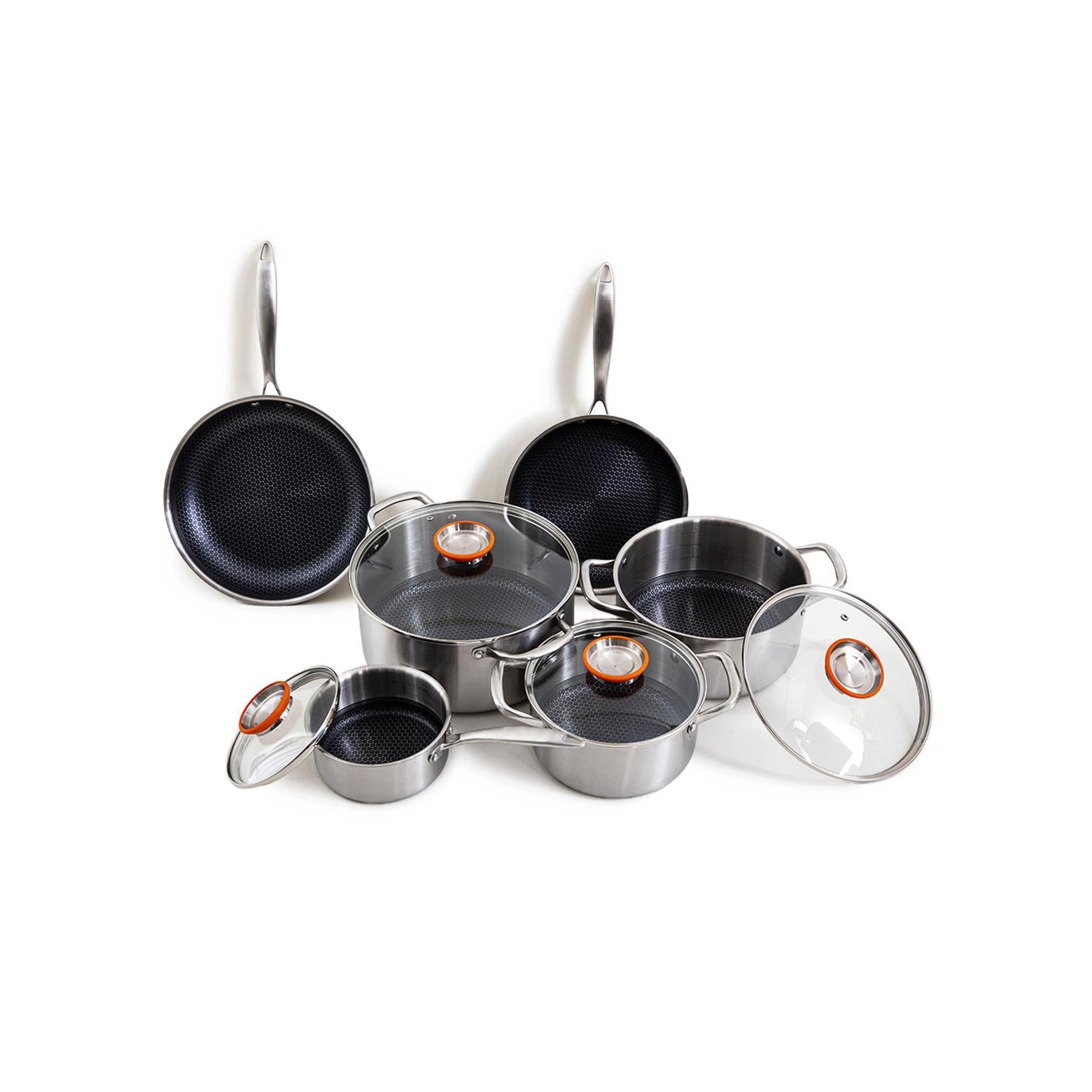 BlackSteel - Juego de 10 piezas - Acero inoxidable triplex - Plata