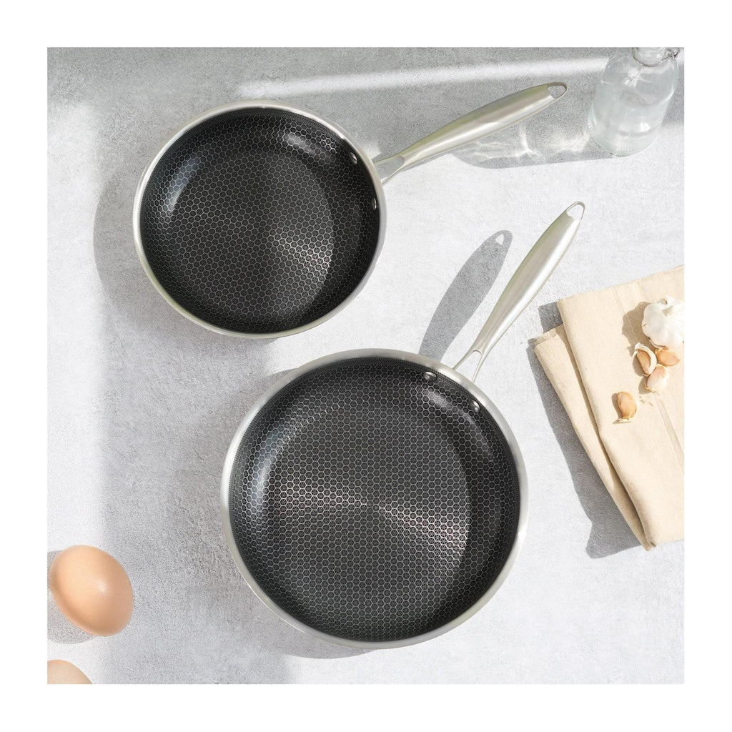 Blacksteel - Gam'Hotel - Set da 2 padelle a tre strati - 24/28 cm - Argentato