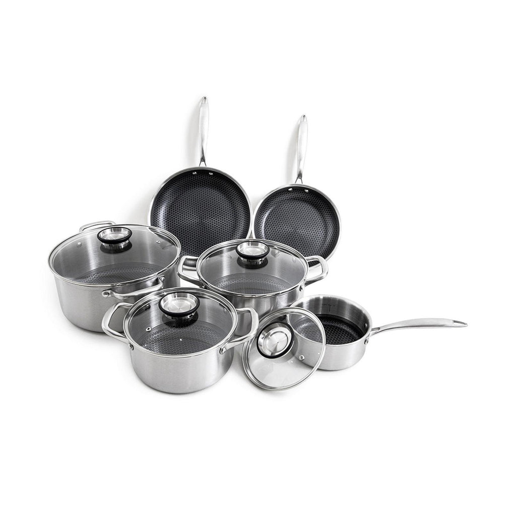 Blacksteel - Gam'Hotel - Batería De Cocina De 10 Piezas Triplex "Blacksteel" - Plateado