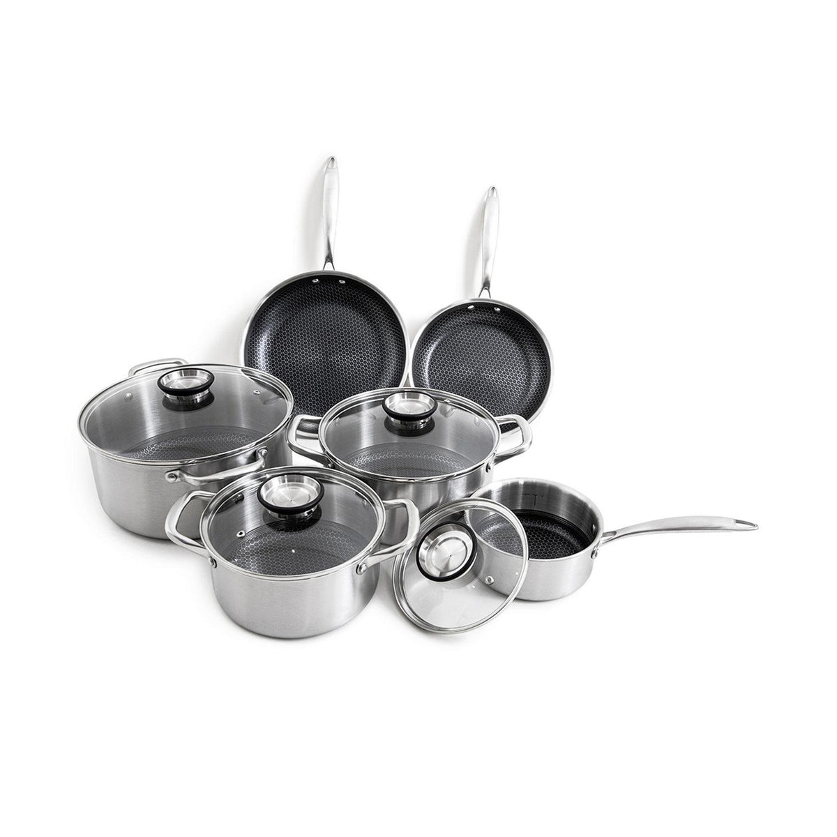 Blacksteel - Gam'Hotel - Batería De Cocina De 10 Piezas Triplex "Blacksteel" - Plateado