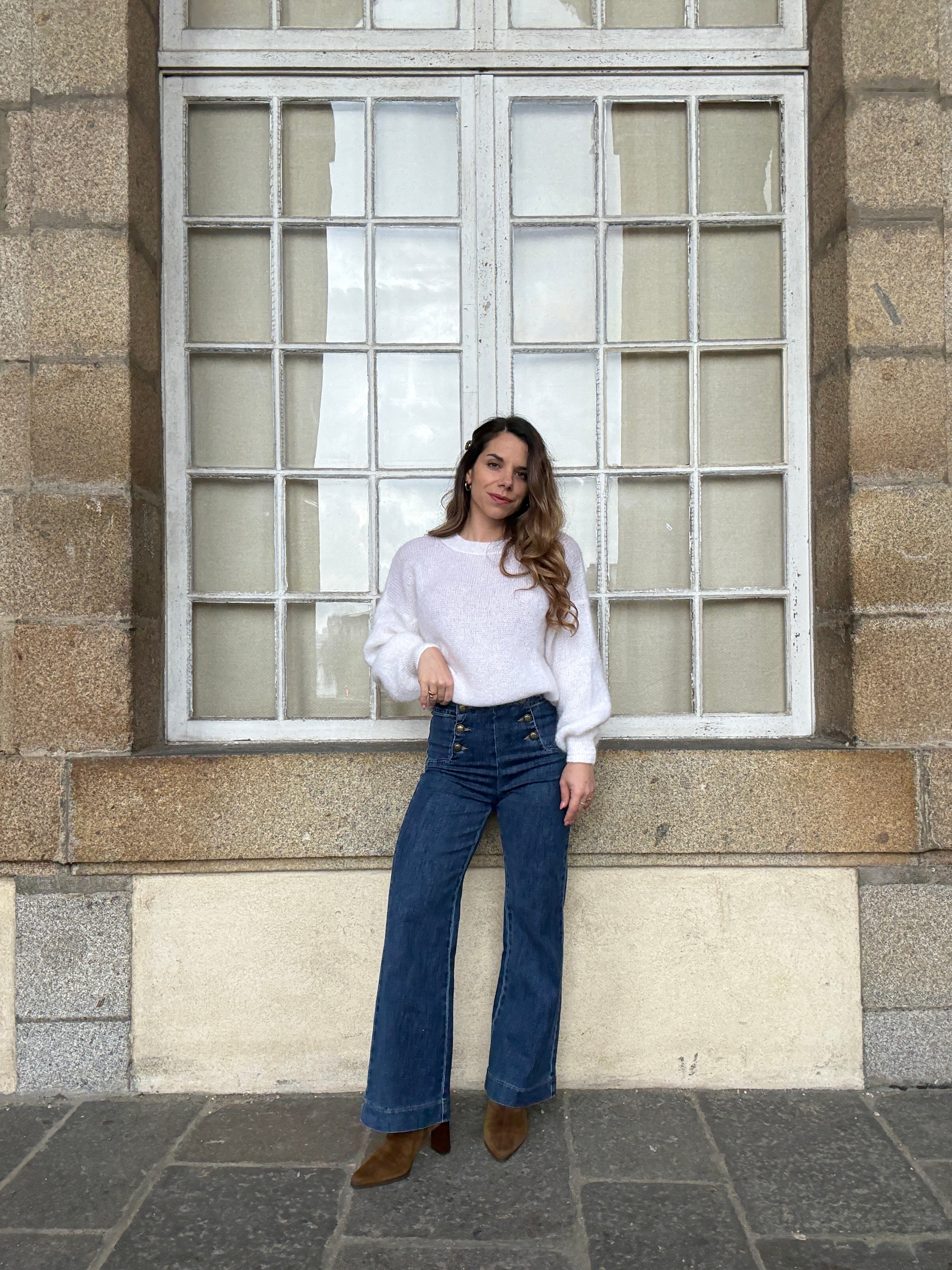 Gaia white mohair and wool knit