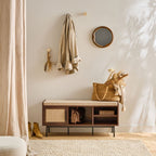 Jetson - 1 Door Bench - Fabric & Walnut