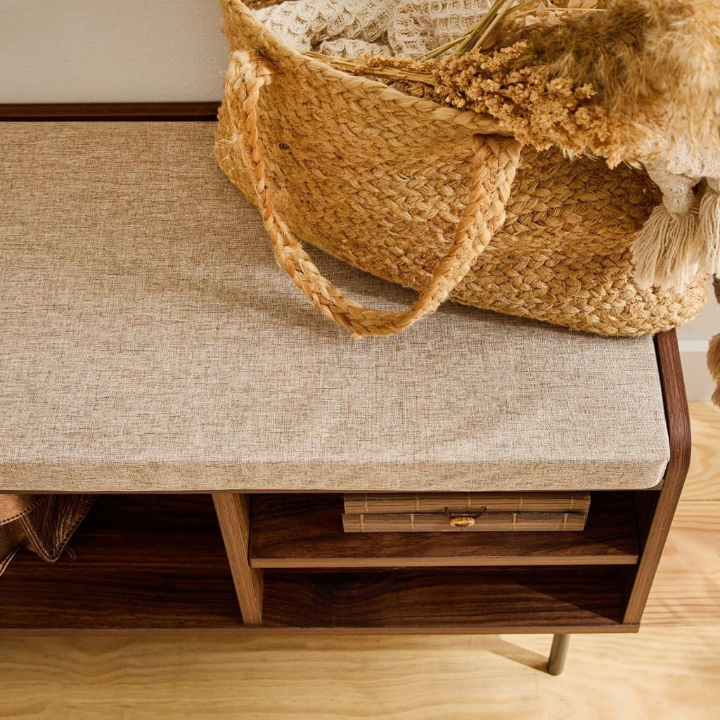 Jetson - 1 Door Bench - Fabric & Walnut