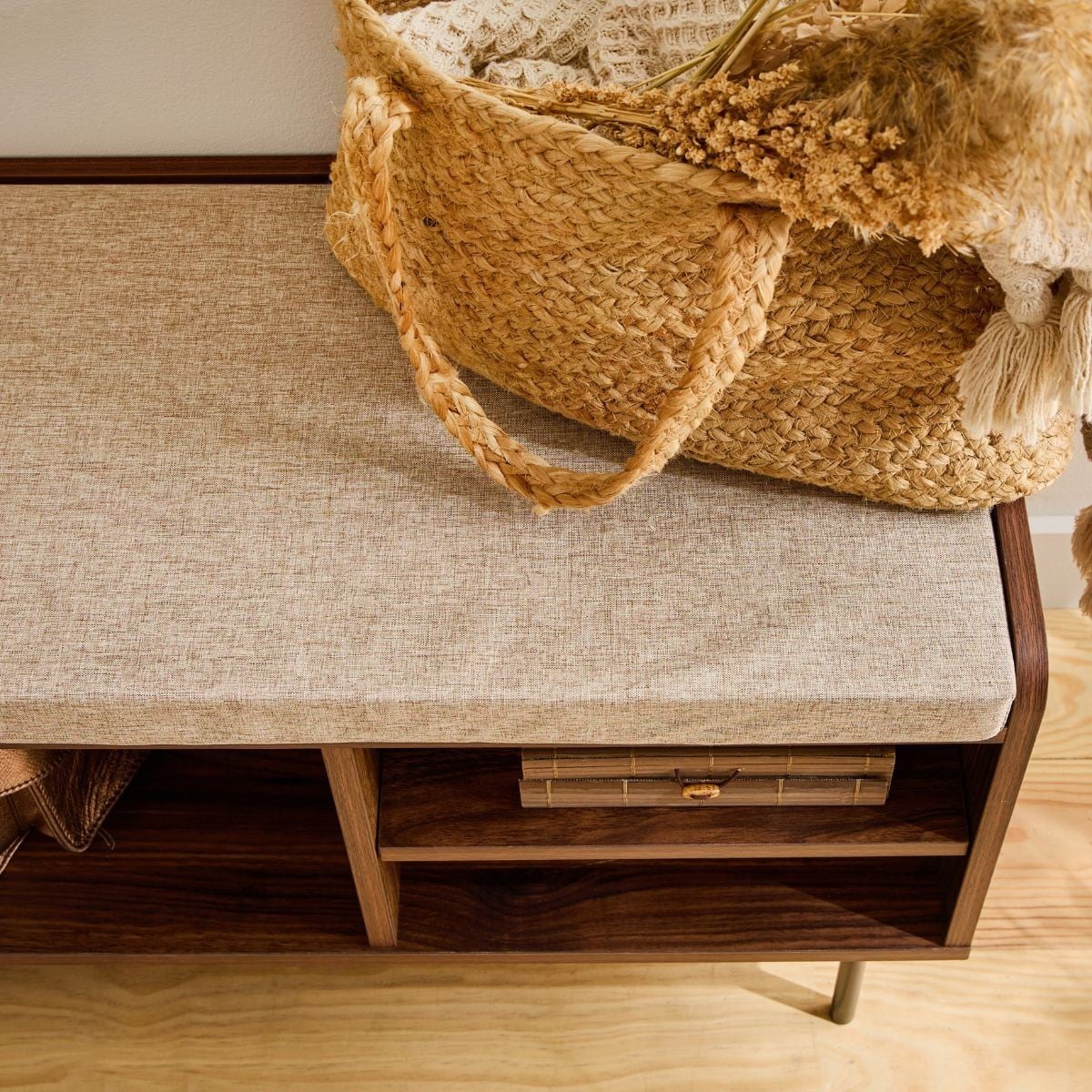 Jetson - 1 Door Bench - Fabric & Walnut