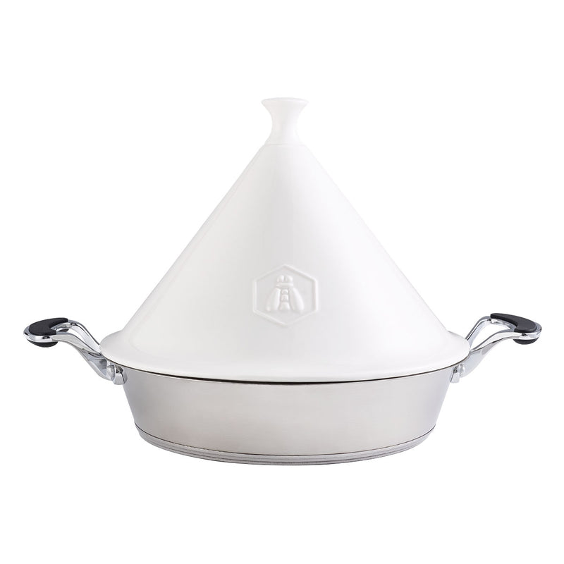 Tajine Inox Avec Couvercle En Céramique 18/8 28,5Cm - Blanc