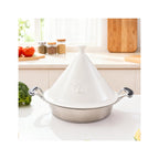 Tagine Con Tapa De Cerámica - Acero Inoxidable - Blanco