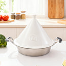 Tajine Inox Avec Couvercle En Céramique 18/8 28,5Cm - Blanc