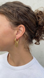 Multiple Oval X Hoop Earrings