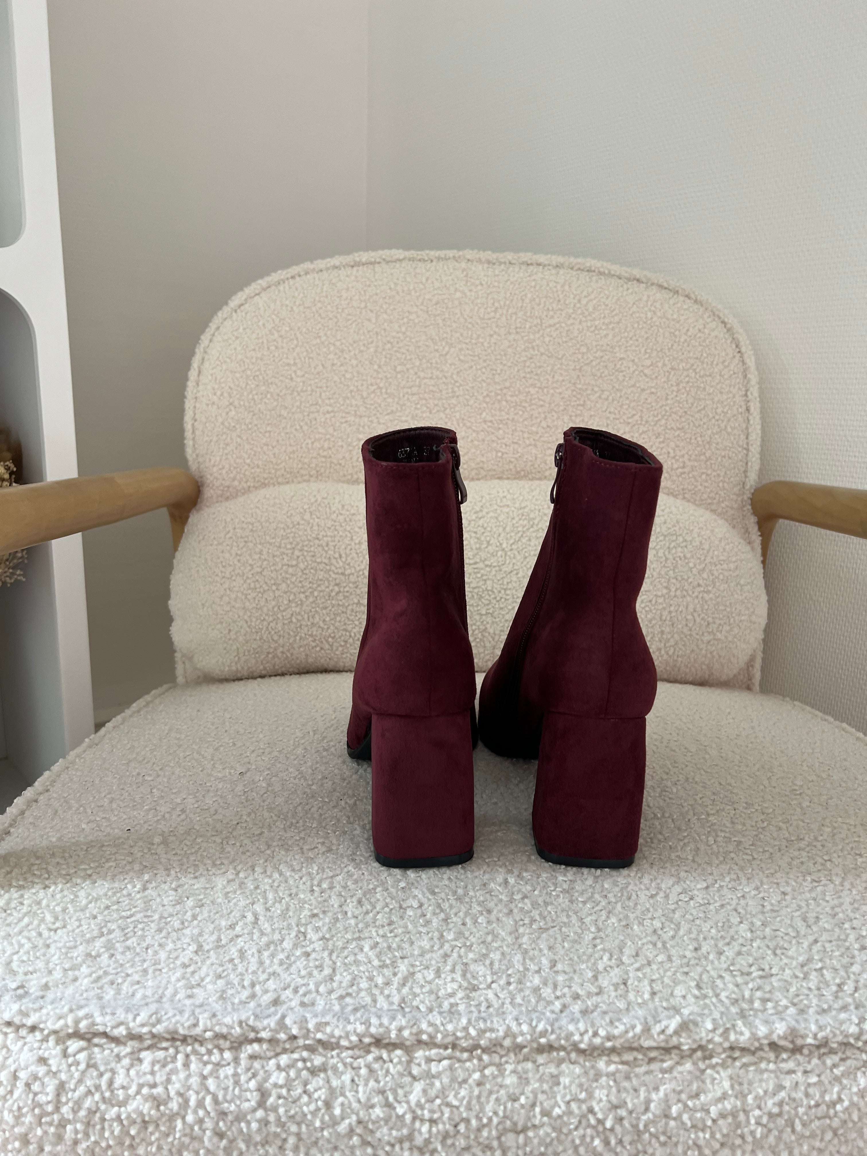 Bottines En Suédine Mia Bordeaux