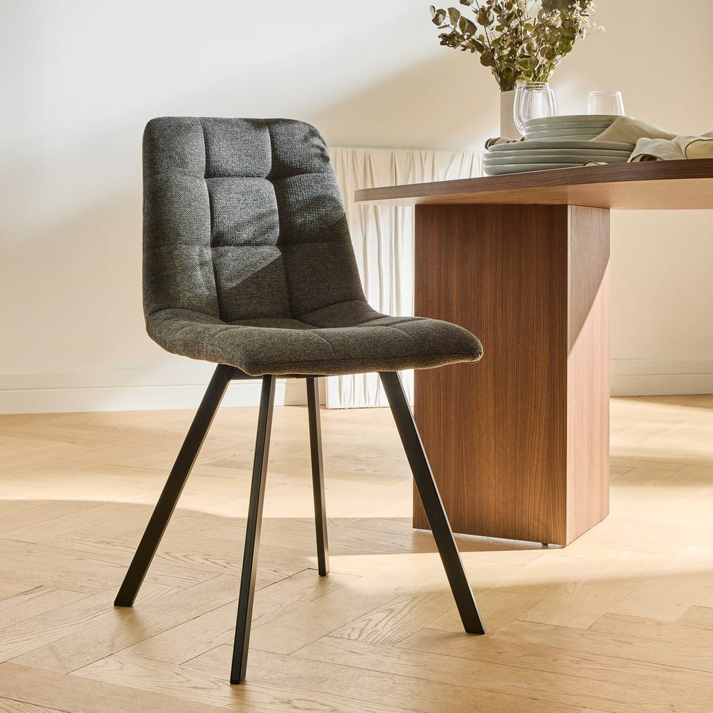 Chilli - Set of 4 Padded Chairs - Anthracite Grey Mottled Fabric