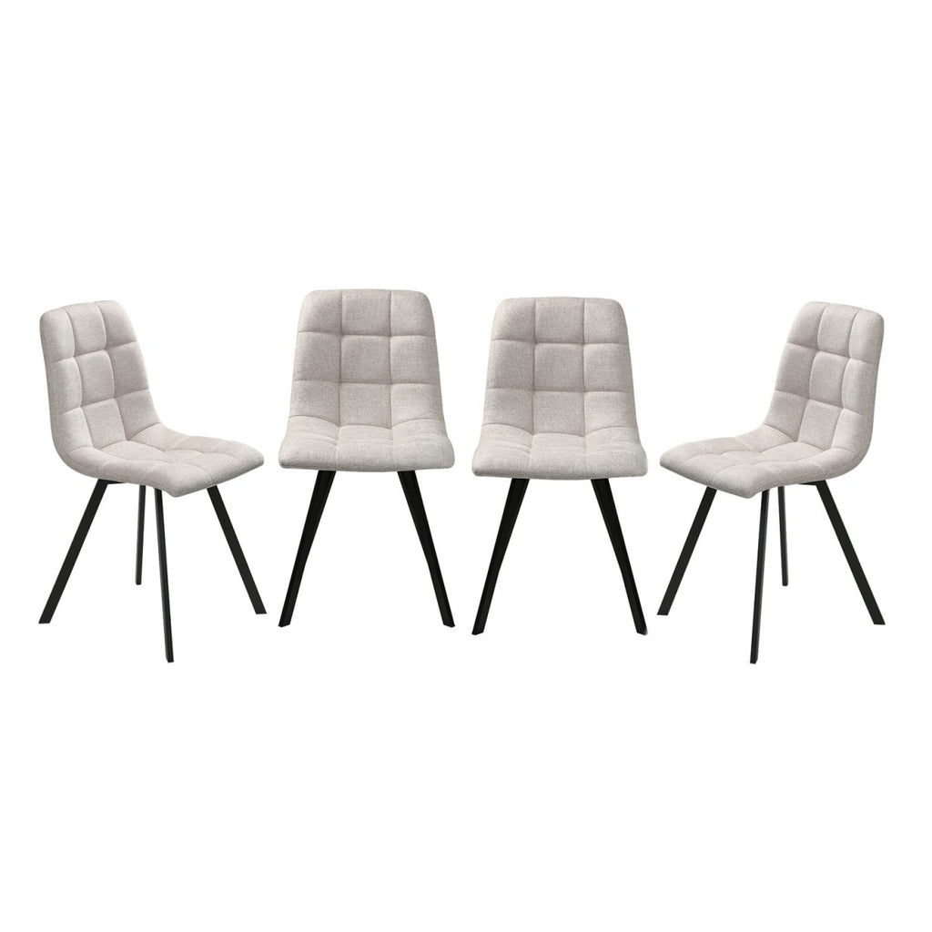 Chilli - Lote De 4 Sillas Acolchadas - Tejido Jaspeado Beige