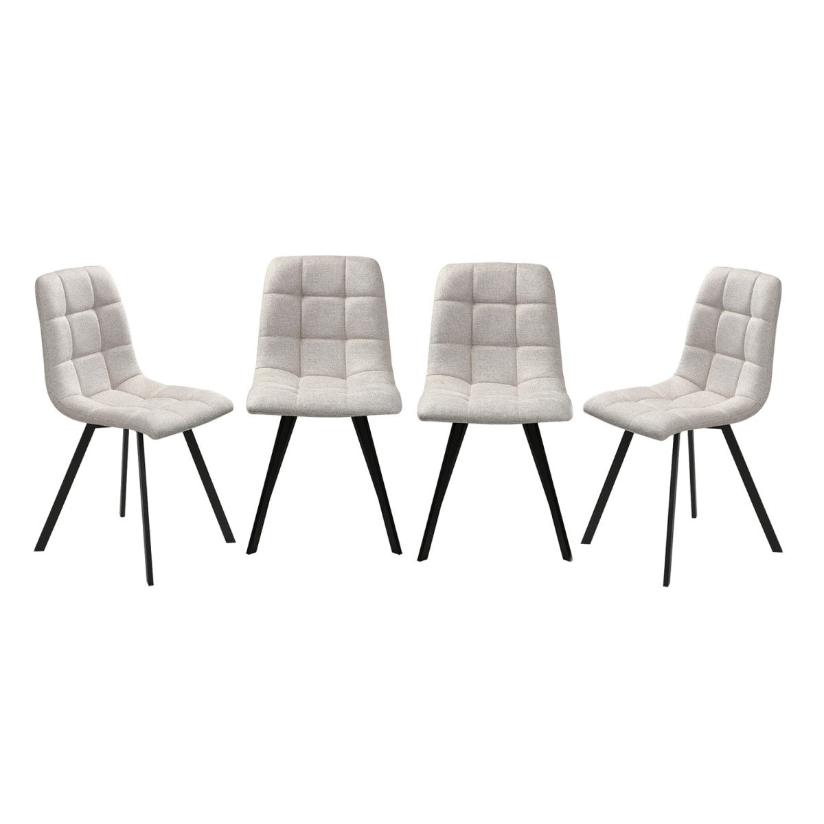 Chilli - Lote De 4 Sillas Acolchadas - Tejido Jaspeado Beige