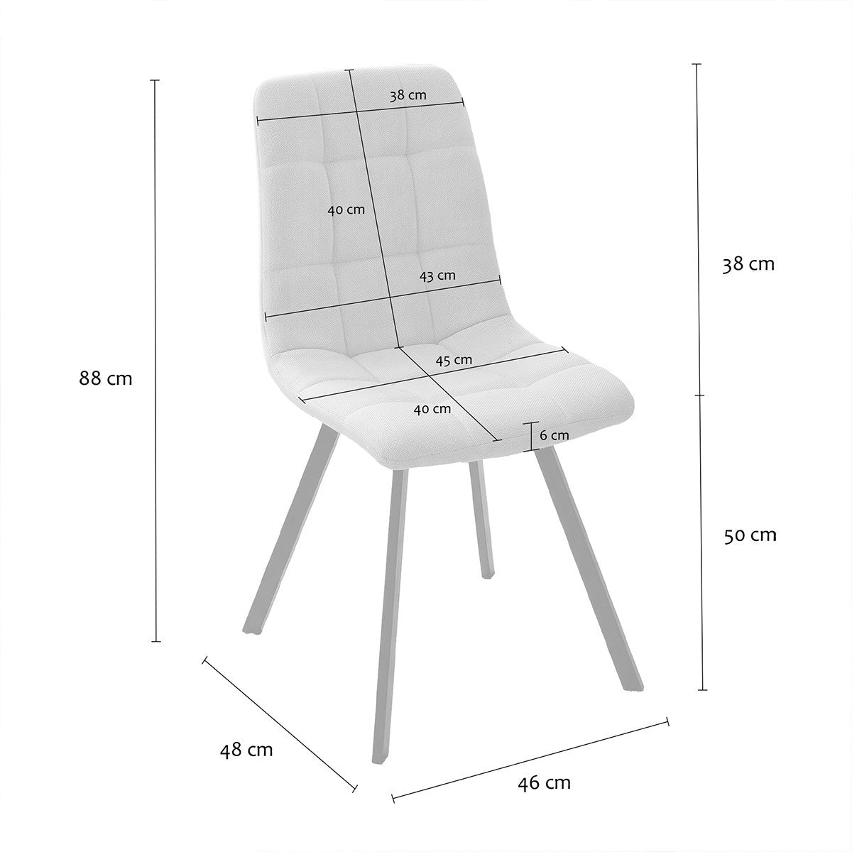 Chilli - Lote De 4 Sillas Acolchadas - Tejido Jaspeado Beige