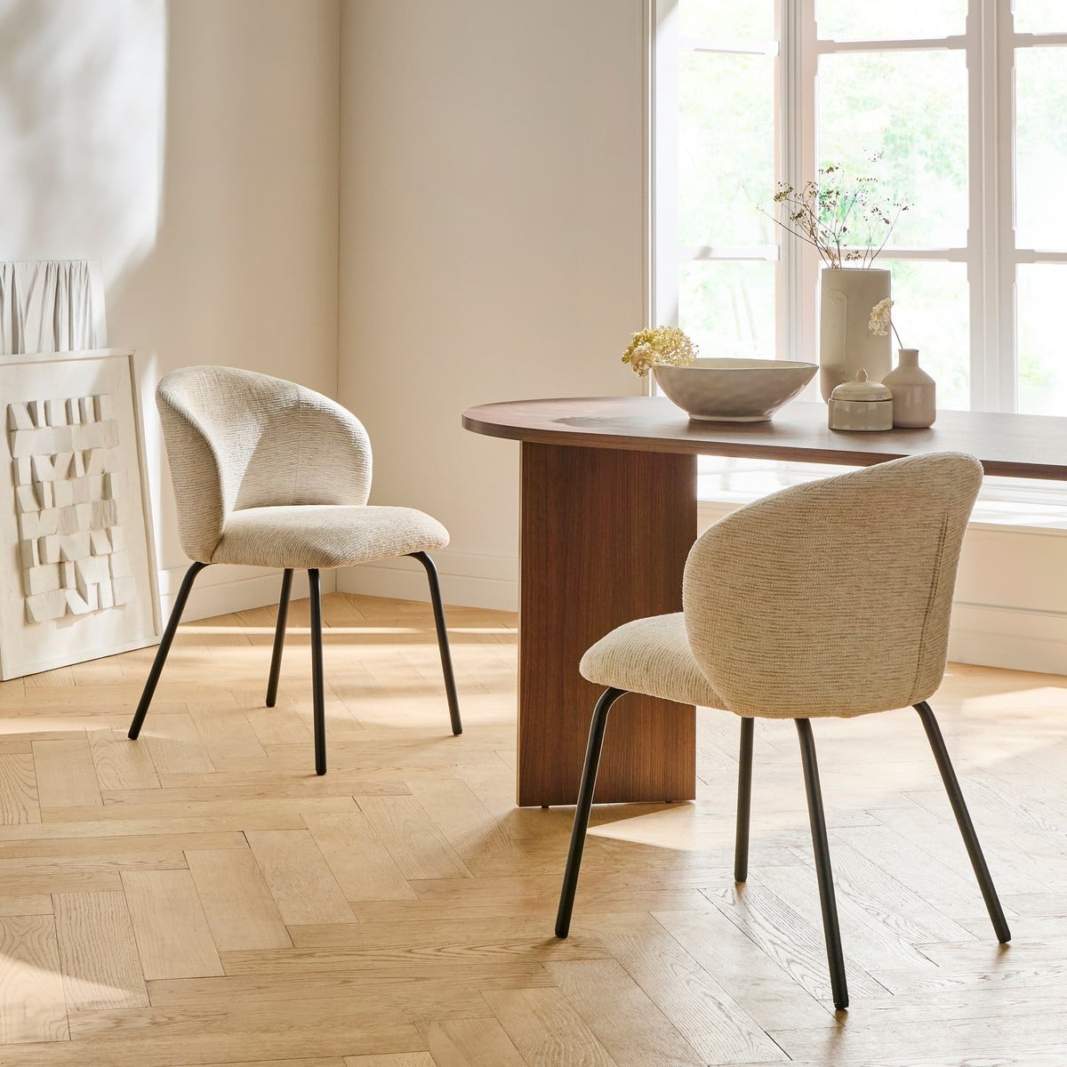 Vesper - Lot De 2 Chaises - Tissu Chiné & Métal