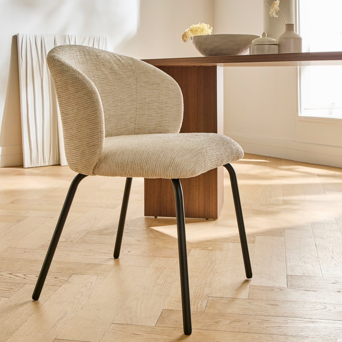 Vesper - Lot De 2 Chaises - Tissu Chiné & Métal