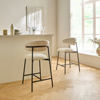 Draco - Lot De 2 Tabourets - Tissu Chiné & Métal