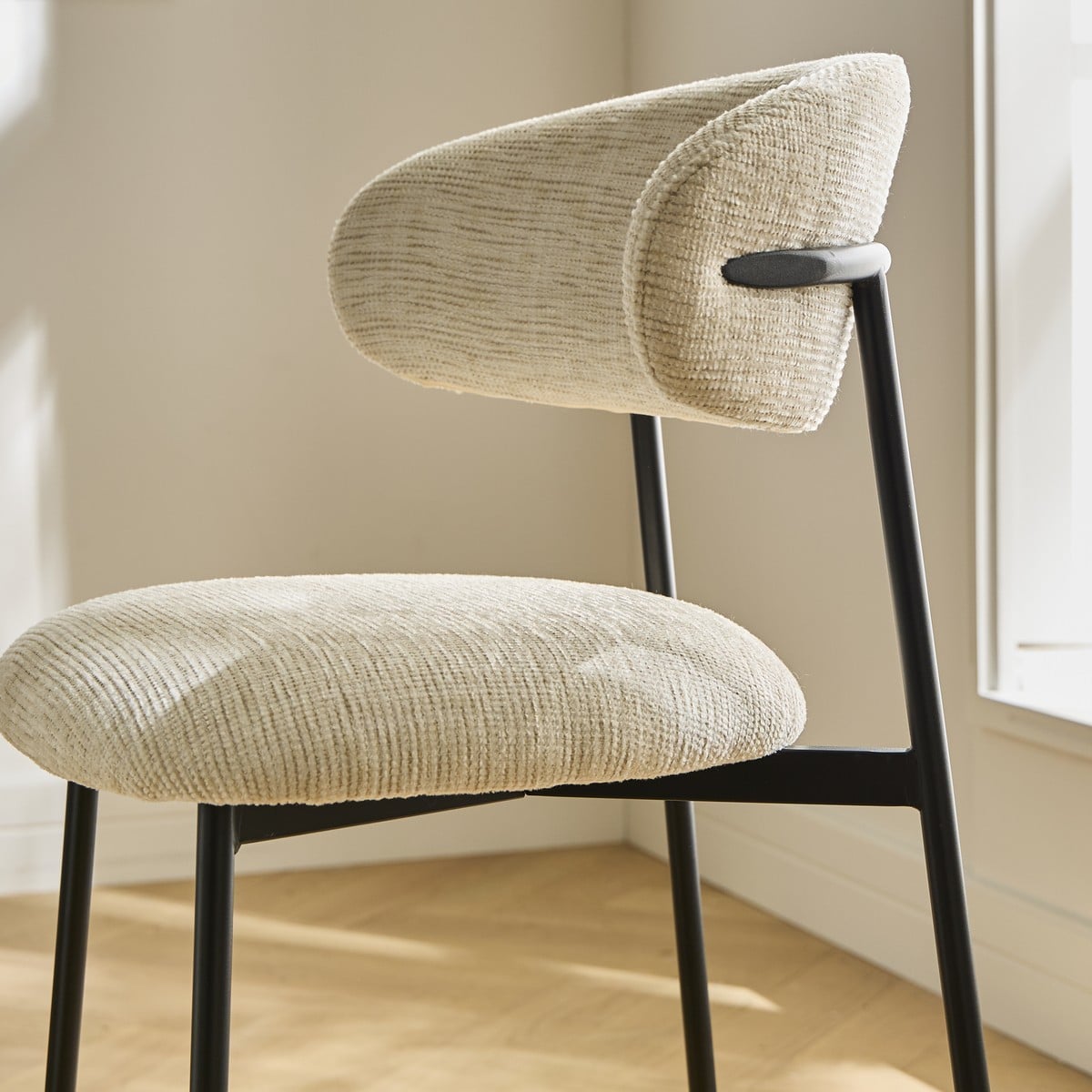 Draco - Lot De 2 Tabourets - Tissu Chiné & Métal
