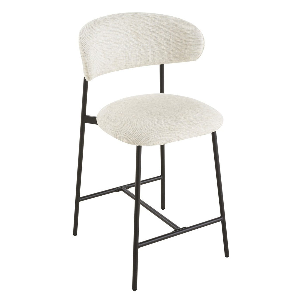 Draco - Lot De 2 Tabourets - Tissu Chiné & Métal