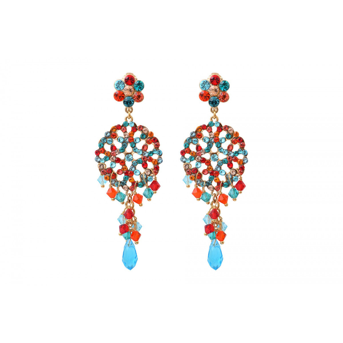 Chiara Pierced Post Drop Earrings - Red