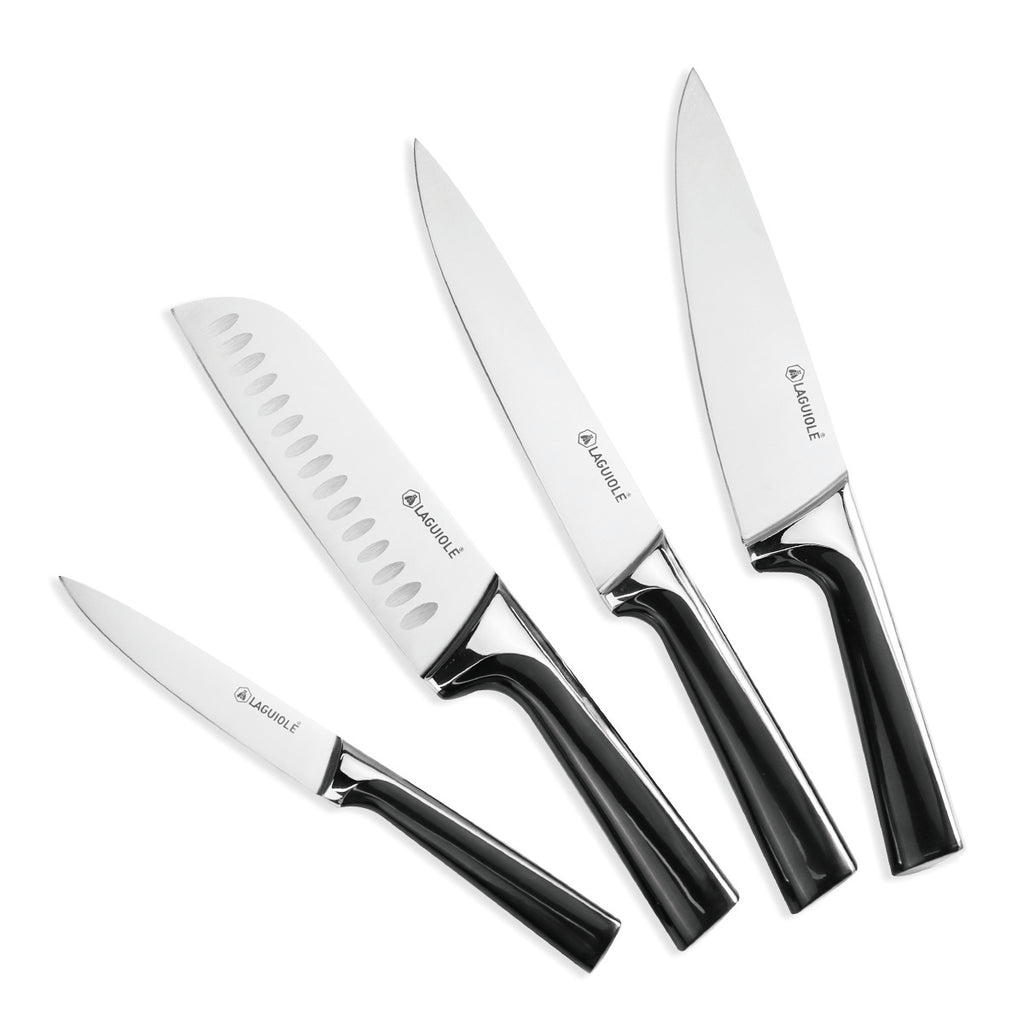 ScintiBois - Bloque + 4 Cuchillos - Acero - Negro