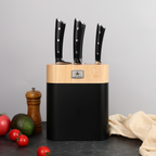 LustroBois - Bloque + 4 Cuchillos - Acero - Negro
