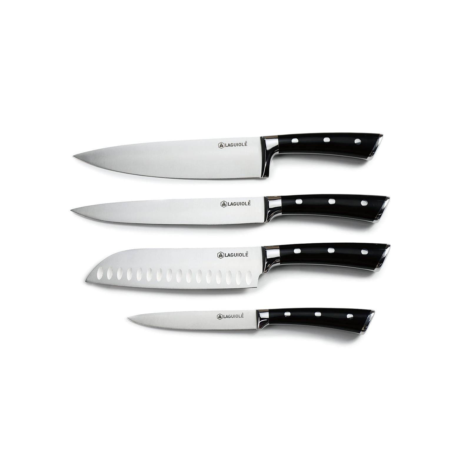 LustroBois - Bloque + 4 Cuchillos - Acero - Negro