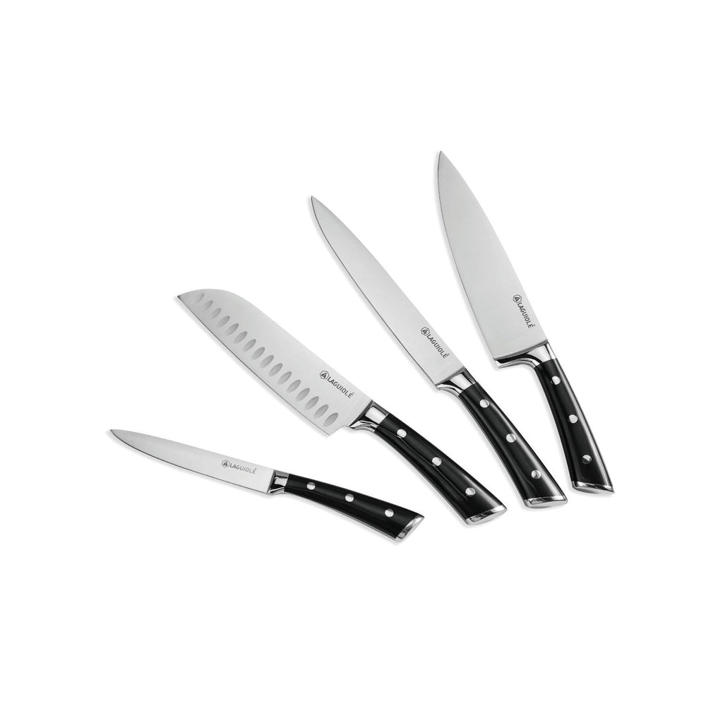 LustroBois - Bloque + 4 Cuchillos - Acero - Negro