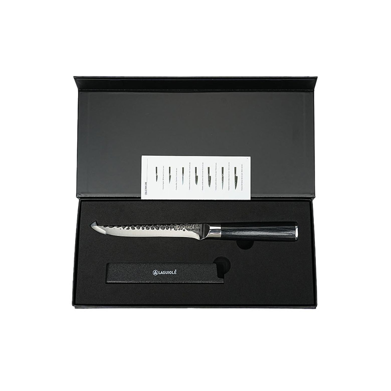 Sen - Cuchillo para deshuesar con funda - Acero y madera Pakka - Negro