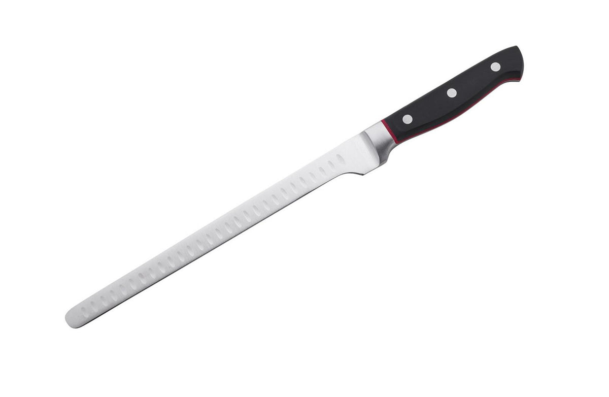Hiro - Gam'Hotel - Cuchillo para salmón o jamón - 38,5 cm - Negro/rojo