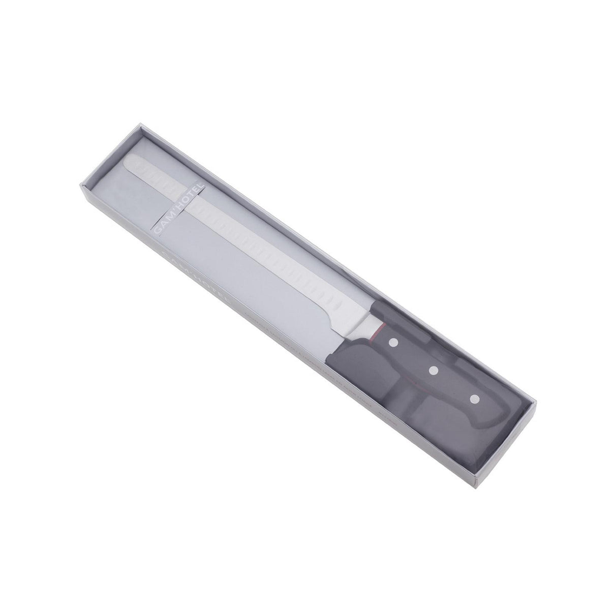 Hiro - Gam'Hotel - Cuchillo para salmón o jamón - 38,5 cm - Negro/rojo