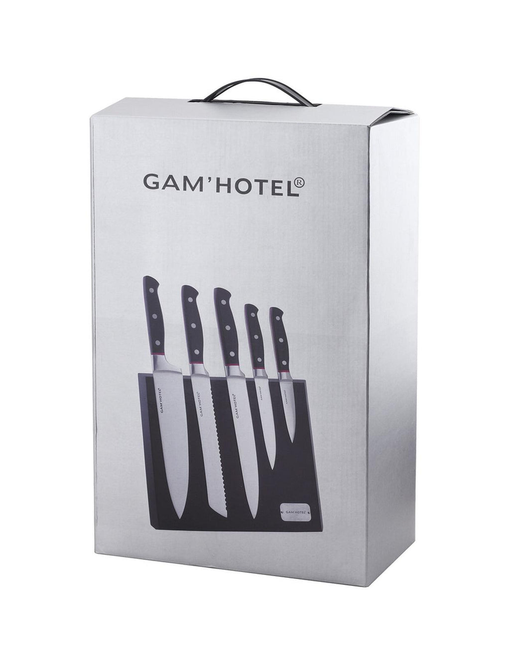 Hiro - Gam'Hotel - Ceppo magnetico con 5 coltelli - Nero/Rosso