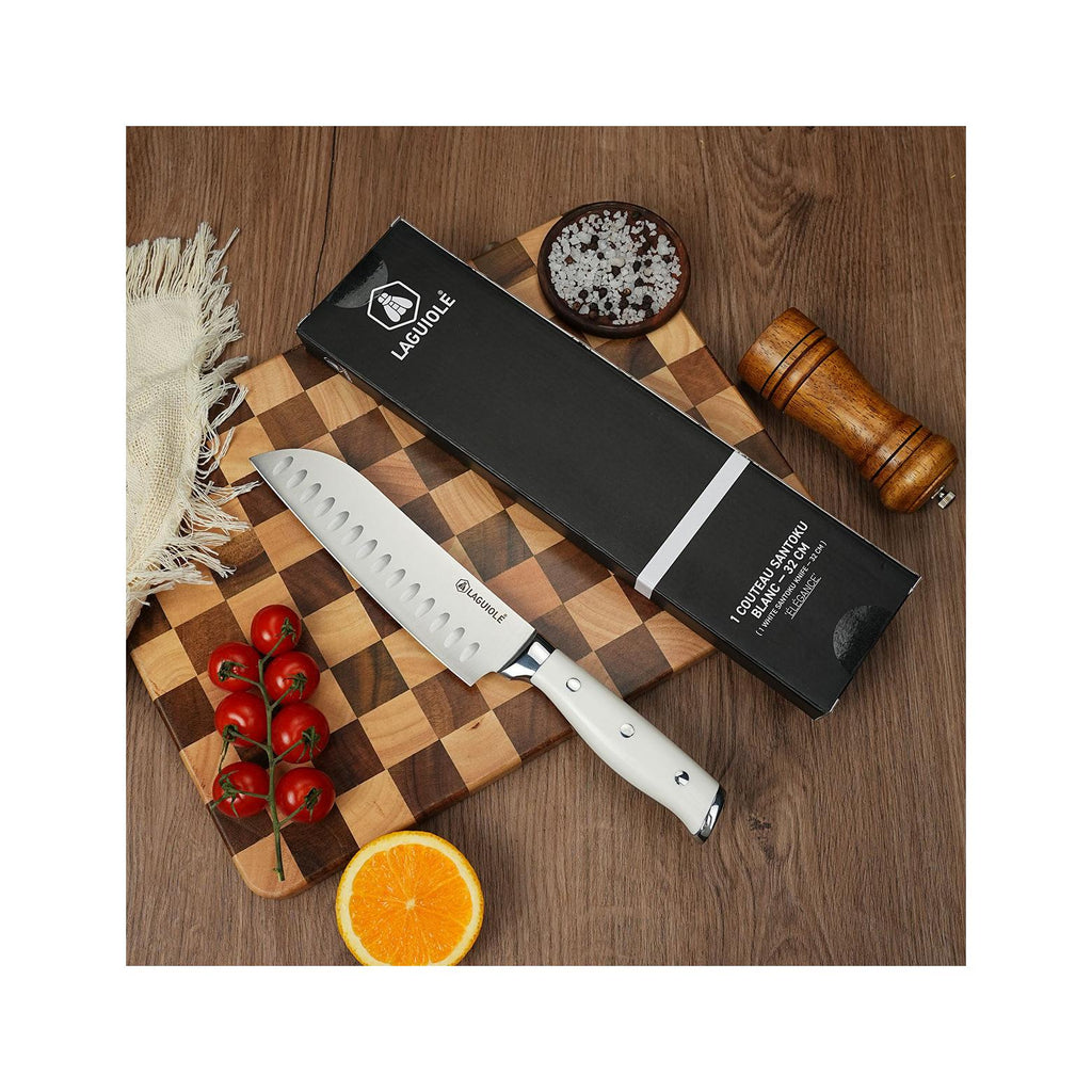 Elegance - Cuchillo Santoku - Acero - Blanco