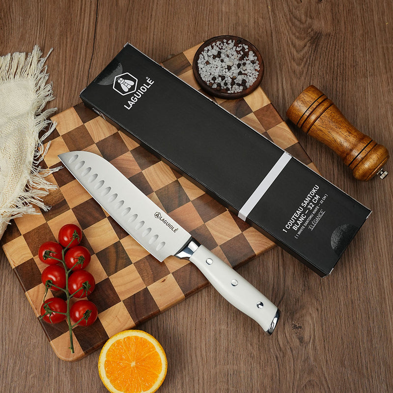 Couteau Santoku Blanc 32 Cm 'Élégance'
