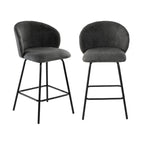 Sorrel - Set of 2 Stools with Metal Legs - Anthracite Grey Mottled Fabric