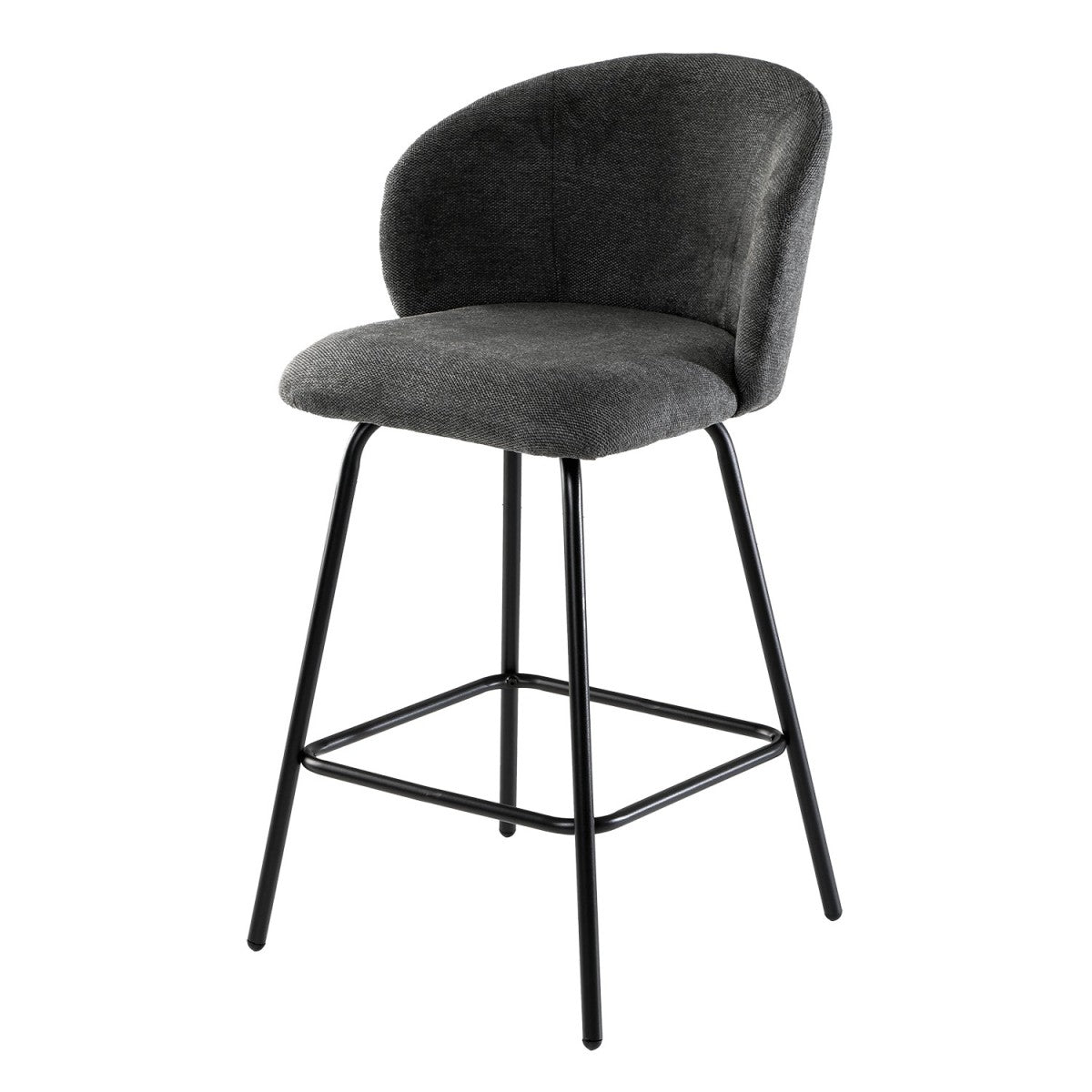 Sorrel - Set of 2 Stools with Metal Legs - Anthracite Grey Mottled Fabric