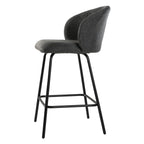 Sorrel - Set of 2 Stools with Metal Legs - Anthracite Grey Mottled Fabric