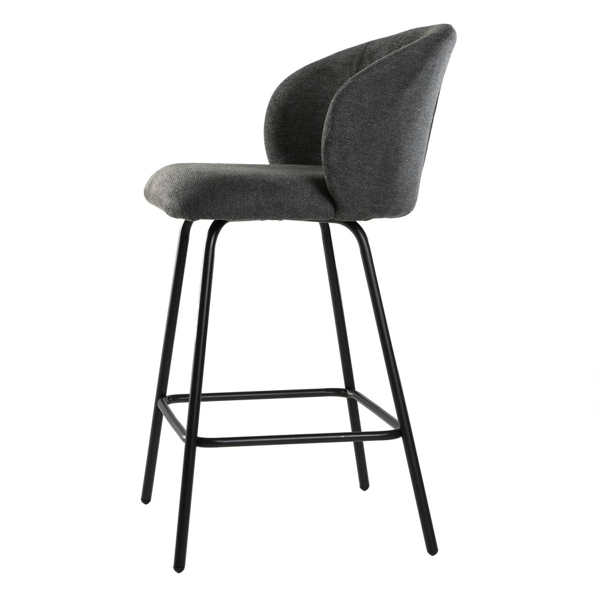 Sorrel - Set of 2 Stools with Metal Legs - Anthracite Grey Mottled Fabric