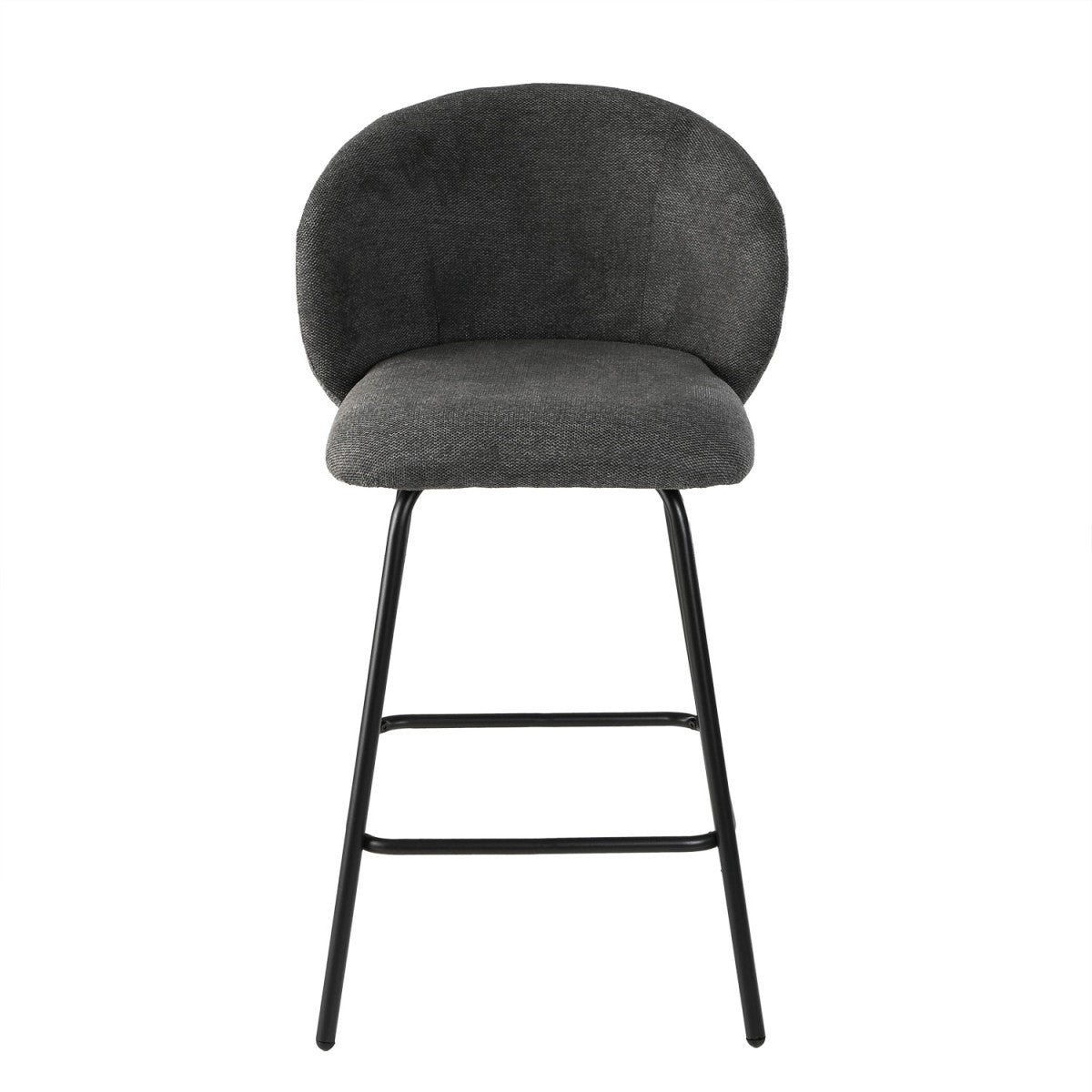 Sorrel - Set of 2 Stools with Metal Legs - Anthracite Grey Mottled Fabric