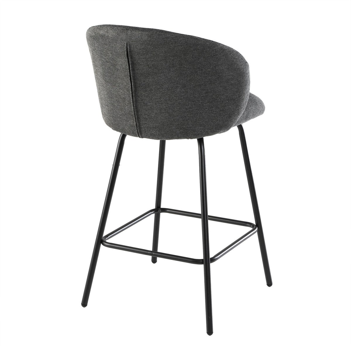 Sorrel - Set of 2 Stools with Metal Legs - Anthracite Grey Mottled Fabric