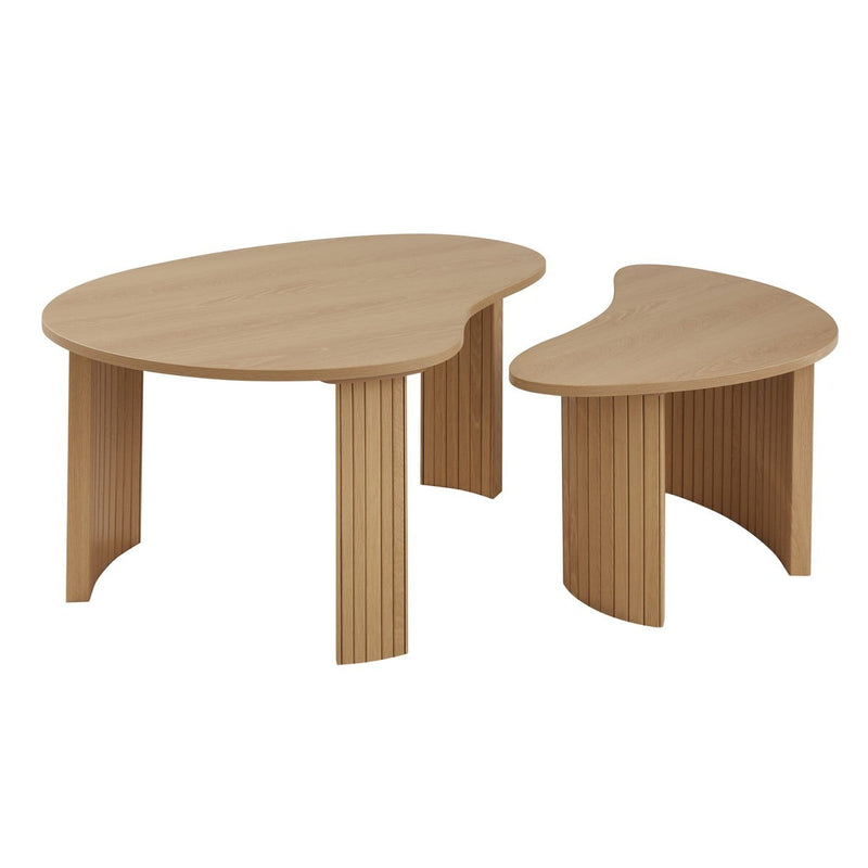 Lot de 2 Tables Basses Forme Organique Thea - Bois Clair
