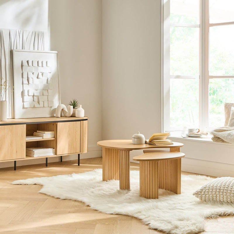 Lot de 2 Tables Basses Forme Organique Thea - Bois Clair