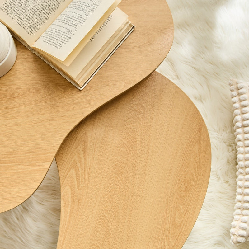 Lot de 2 Tables Basses Forme Organique Thea - Bois Clair