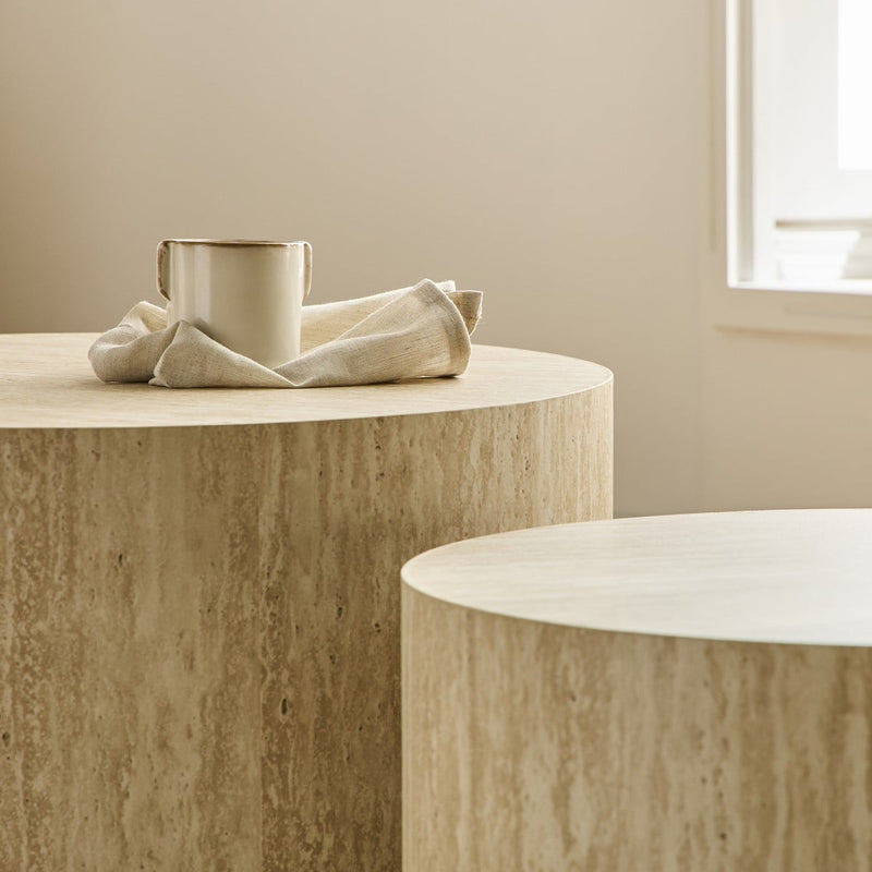 Lot de 2 Tables Basses Rondes Empilables Maia - Beige