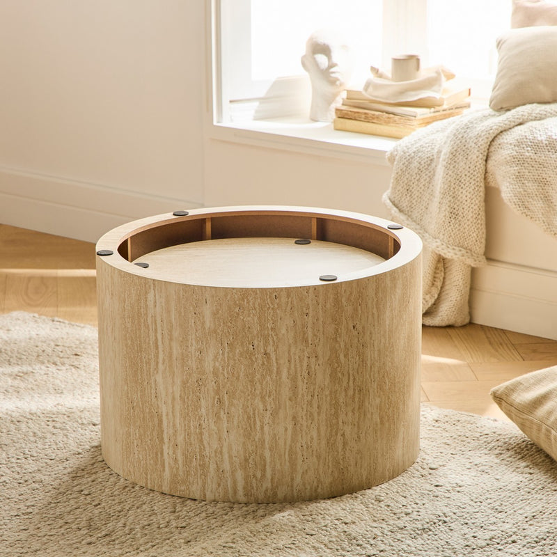 Lot de 2 Tables Basses Rondes Empilables Maia - Beige