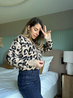 Cárdigan de leopardo beige Camille