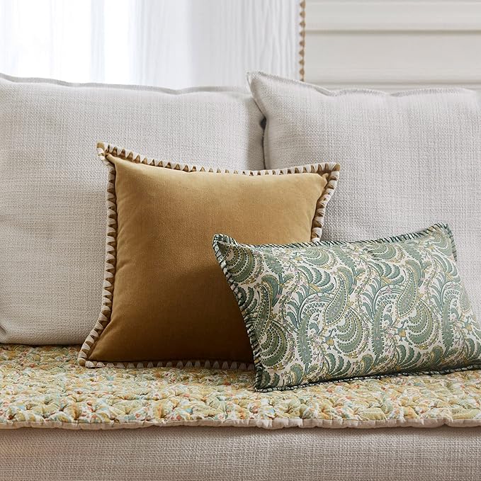 Housse De Coussin Padma - Vert De Gris Et Écru