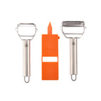 Set 3 Piezas Pelador De Verduras + Pelador En Juliana + Mini Rallador - Naranja / Plata