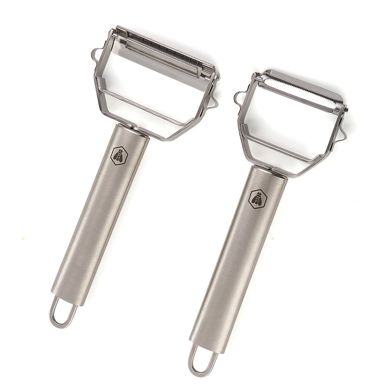 3 En 1 Un Épluche Légumes Original, Un Éplucheur Julienne Et Mini Râpe 3 Pièces - Orange / Argente