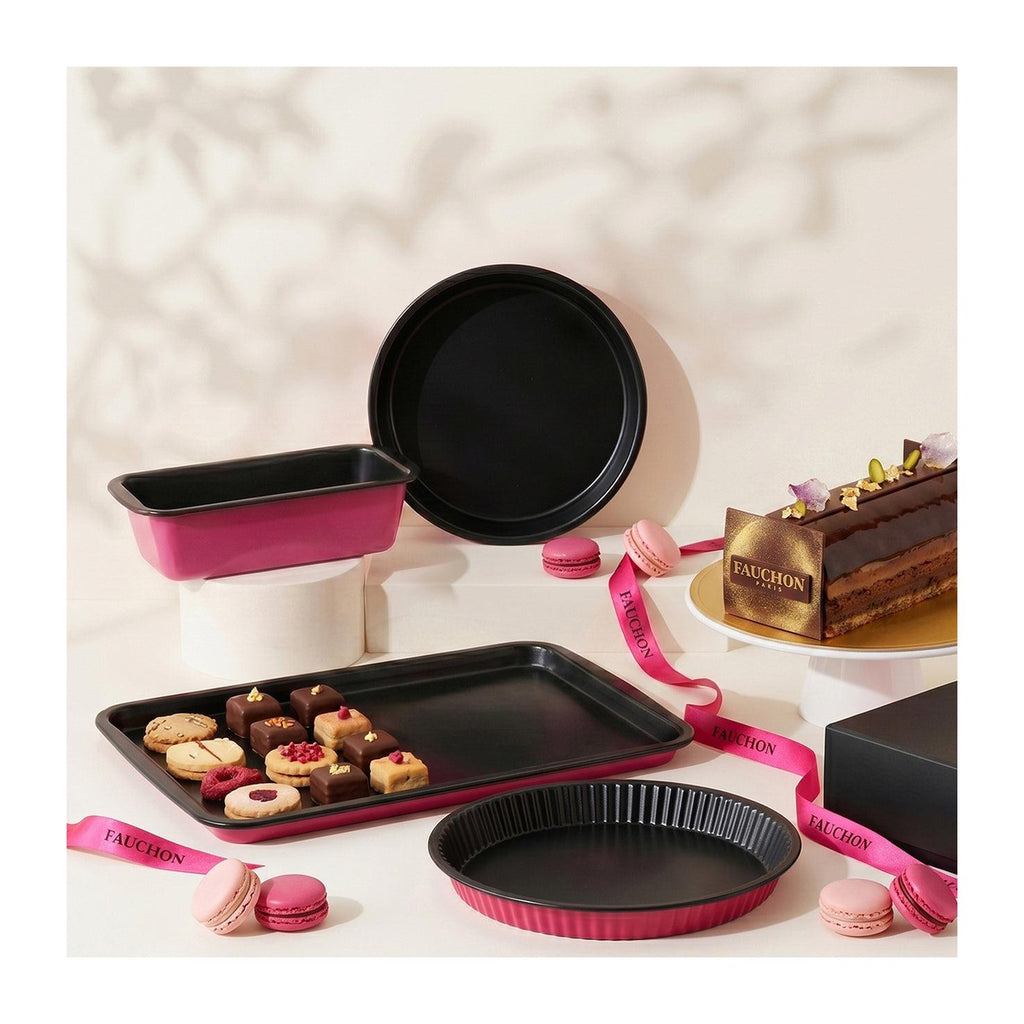 Fauchon - Bandeja De Horno Para Repostería 38X28Cm - Negro / Fucsia